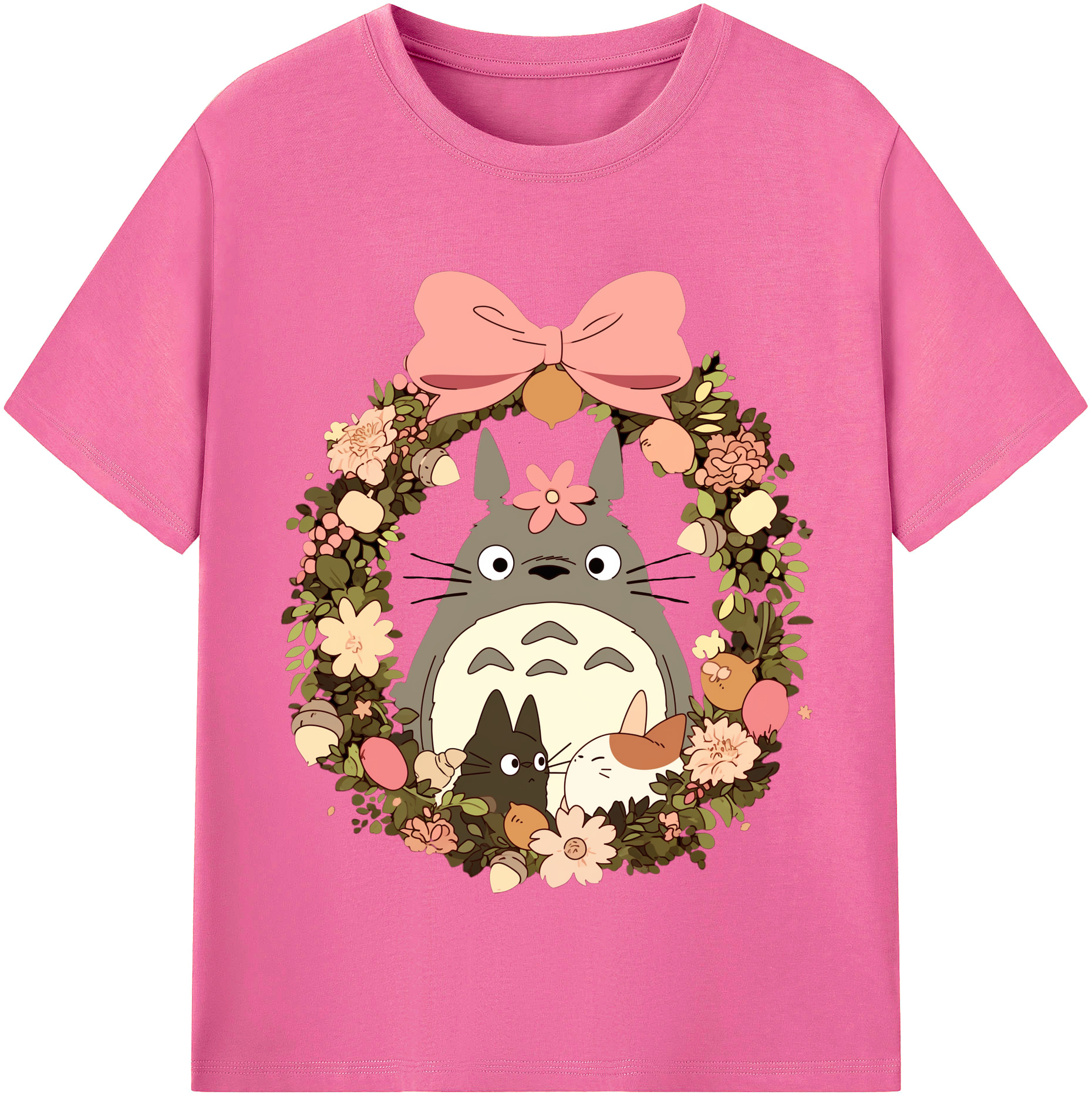 （画像用） となりのトトロ 草壁メイ 草壁サツキ My Neighbor Totoro Satsuki Kusakabe Mei Kusakabe レディースカジュアルプリントTシャツ（綿100％）